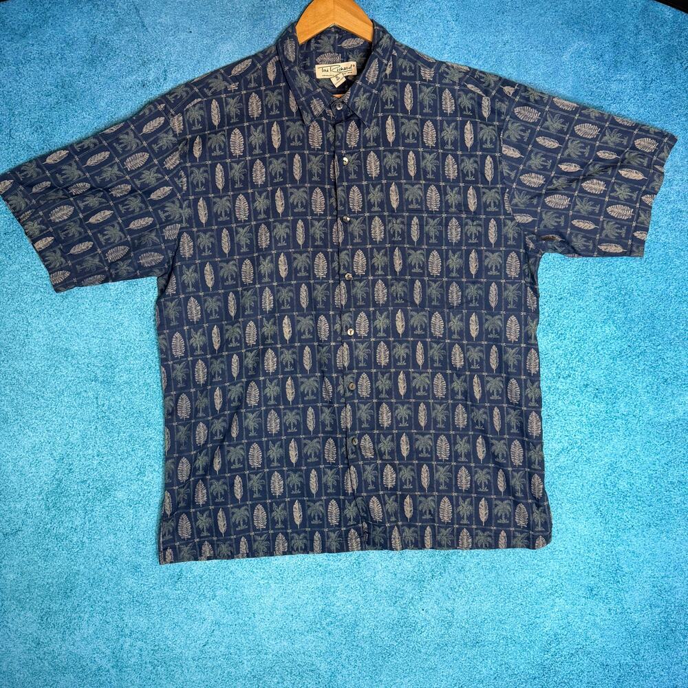Tori Richard Hawaiian Shirt Mens XL Palm Print USA Made 100% Cotton VTG